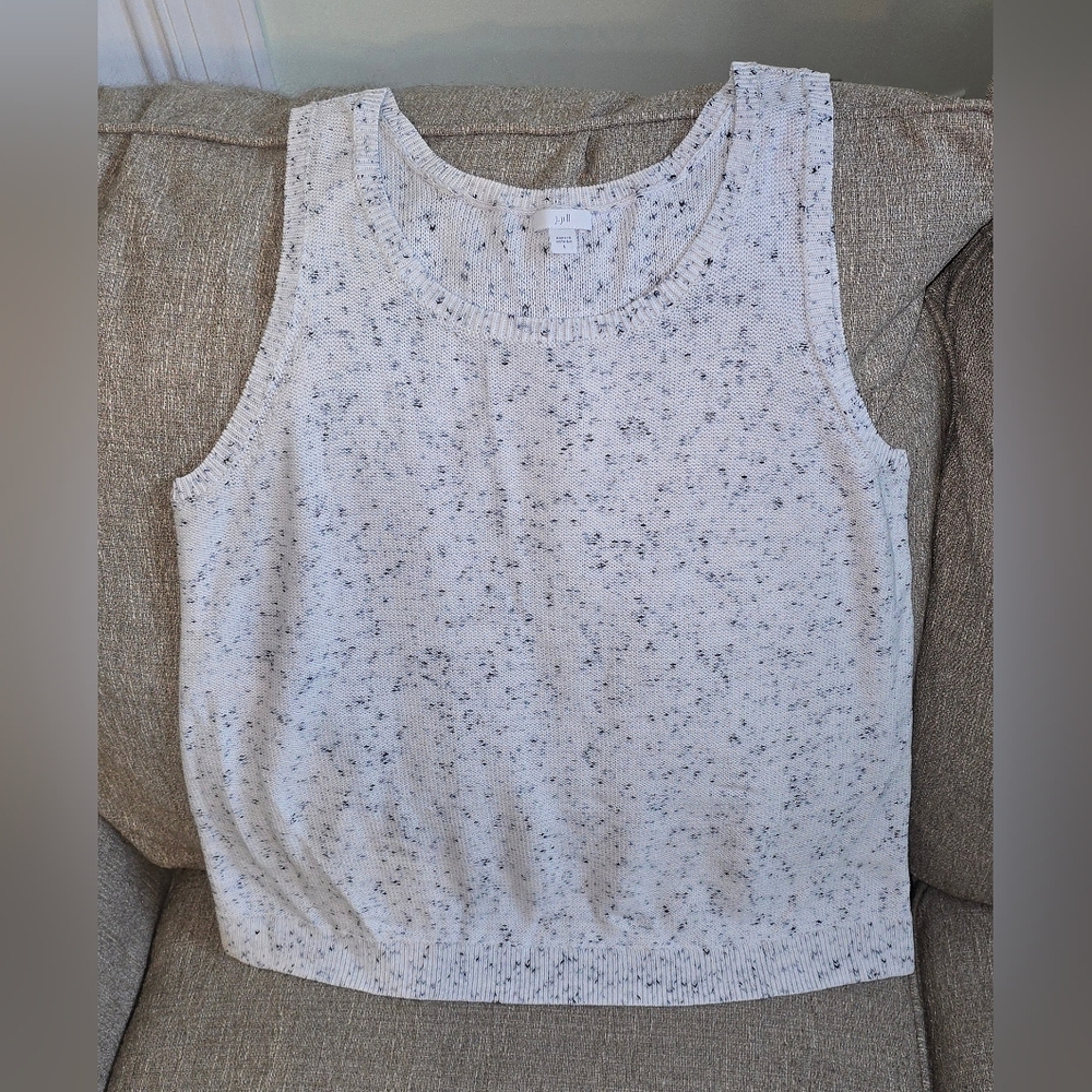 J. Jill Women's White Speckled Knit Tank Top Large NWOT